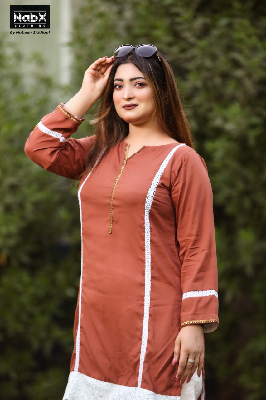 Lawn Brown Kurti - Nabx010
