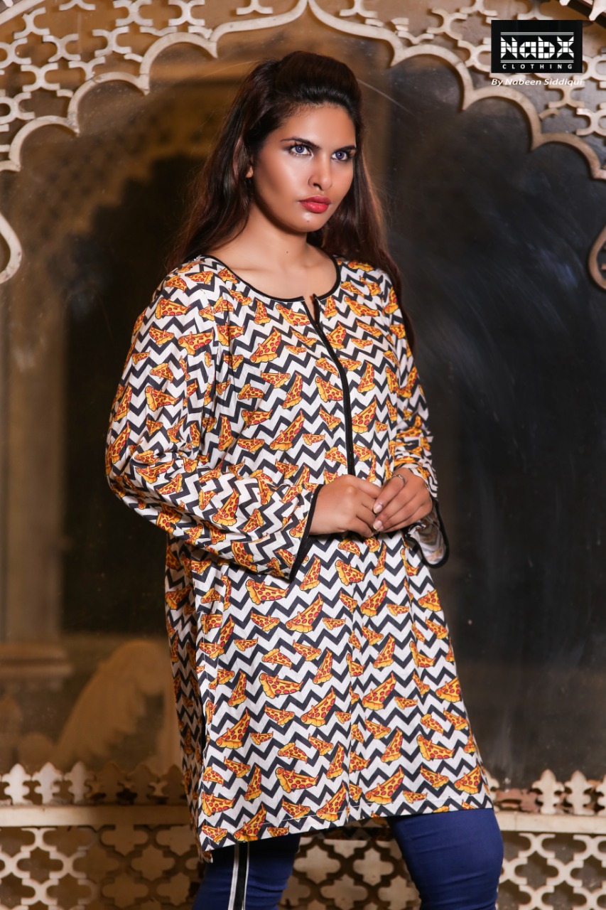 Lawn Kurti Pizza Print - Nabx013