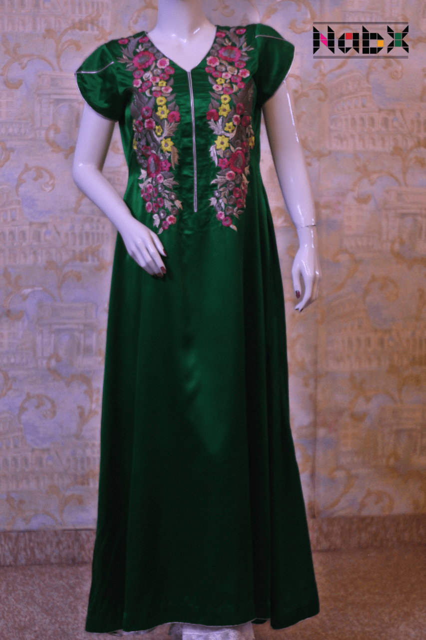 Flag Green Silk Long Maxi-Nabx036 B