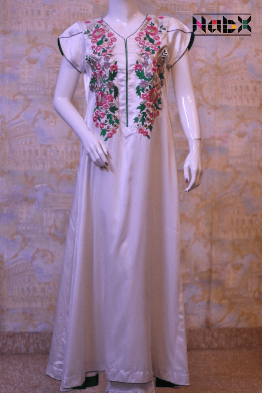 White Silk Long Maxi-Nabx036 A